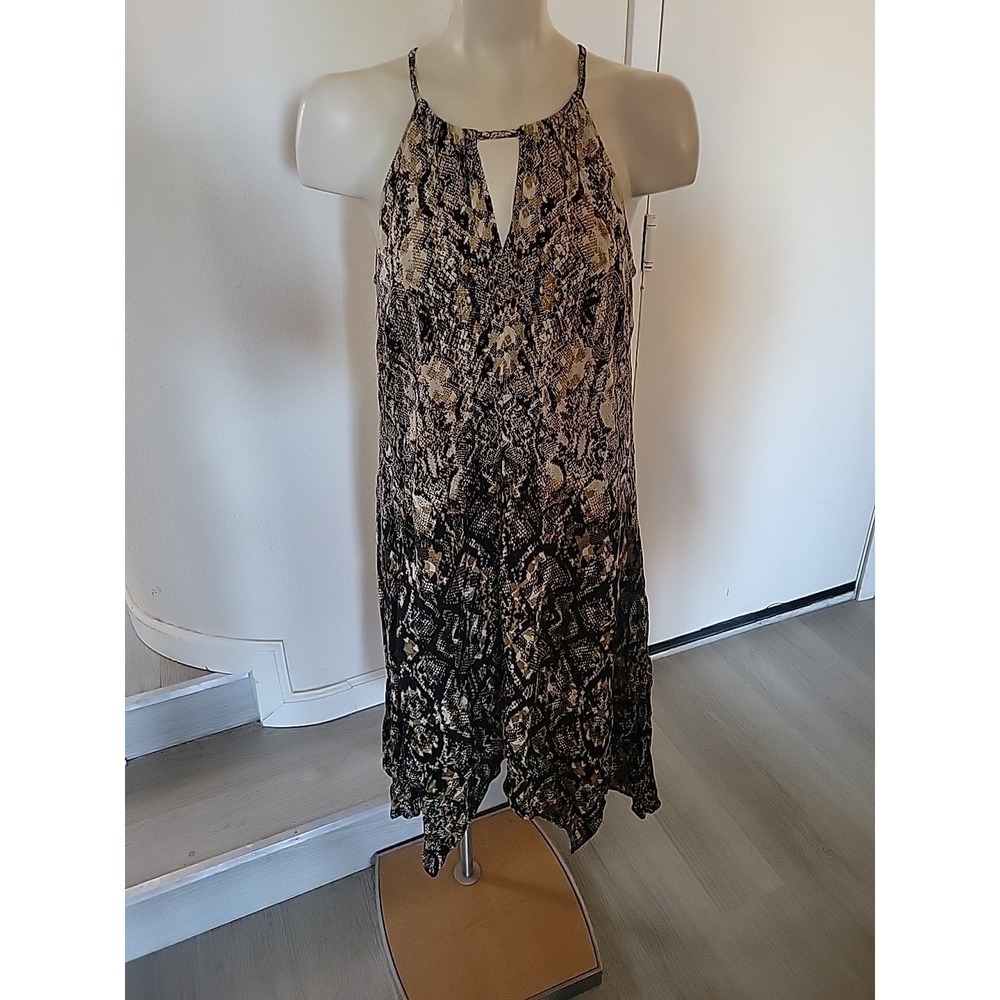 INC International NEW Strappy Sleveless Maxi Dress Sharkbite Hem Animal Print